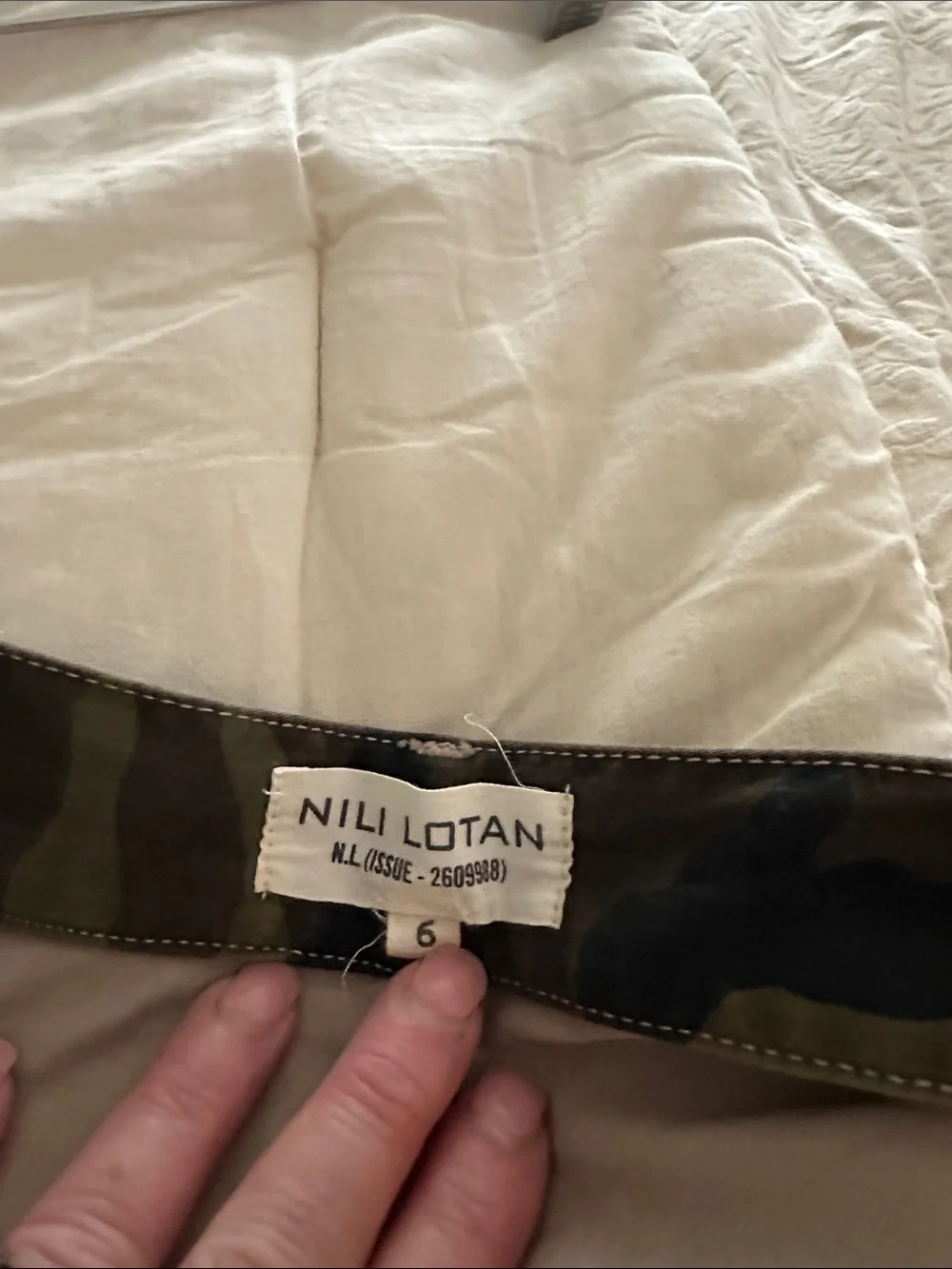 Nili Lotan Green & Brown Camo Pant Emerson style name barrel leg - Picture 3 of 5